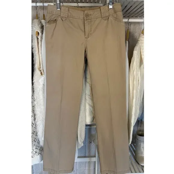 Gap Women's Sz 8R 100% Cotton Straight Leg Utility Flap Pocket Khaki Pants #0403 - Picture 1 of 11